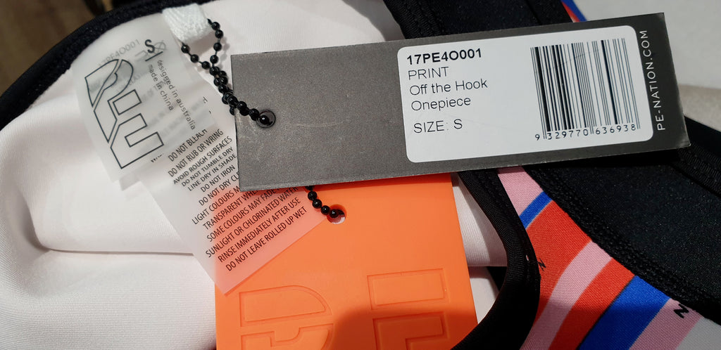 PE NATION Multi Colour OFF THE HOOK Stripe Zip Front One Piece Swimsuit BNWT