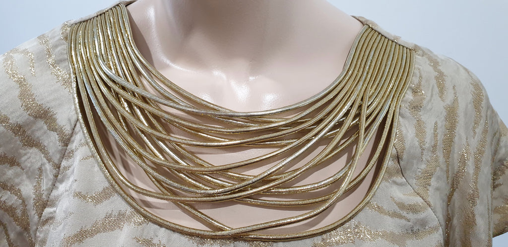 3.1 PHILLIP LIM Gold Silk Blend Metallic Short Sleeve Evening Party Blouse Top 4