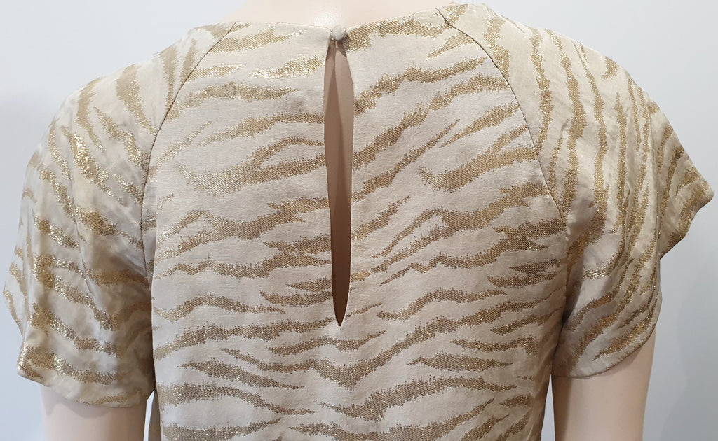 3.1 PHILLIP LIM Gold Silk Blend Metallic Short Sleeve Evening Party Blouse Top 4