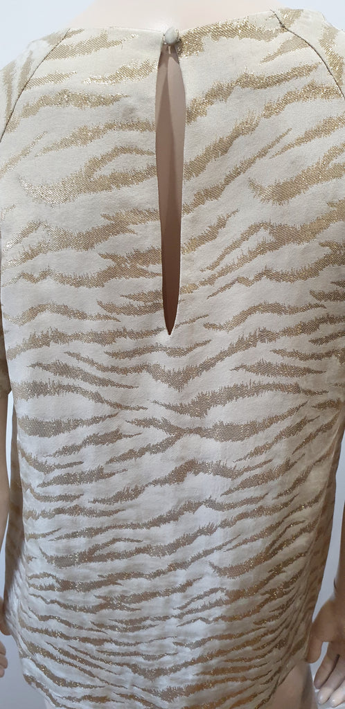 3.1 PHILLIP LIM Gold Silk Blend Metallic Short Sleeve Evening Party Blouse Top 4