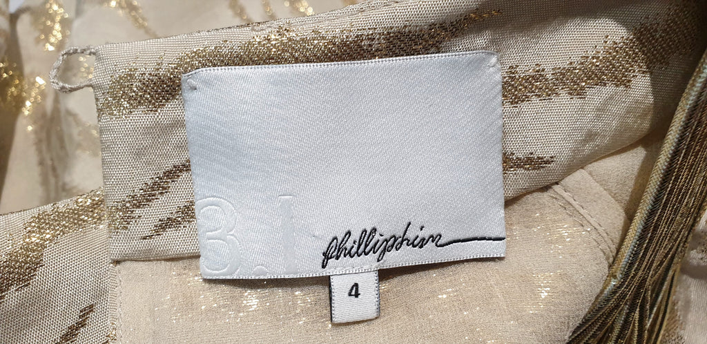 3.1 PHILLIP LIM Gold Silk Blend Metallic Short Sleeve Evening Party Blouse Top 4