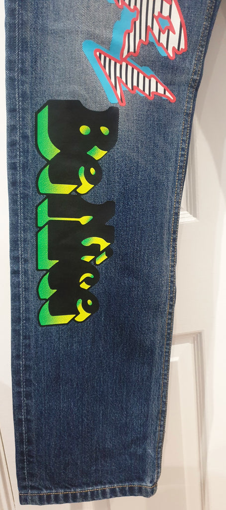 MARC BY MARC JACOBS Blue ANNIE 90s Era Graphic Printed Boyfriend Jeans Pants 26