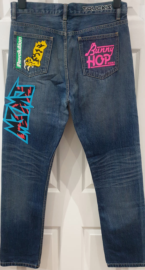 MARC BY MARC JACOBS Blue ANNIE 90s Era Graphic Printed Boyfriend Jeans Pants 26