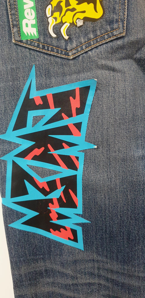 MARC BY MARC JACOBS Blue ANNIE 90s Era Graphic Printed Boyfriend Jeans Pants 26