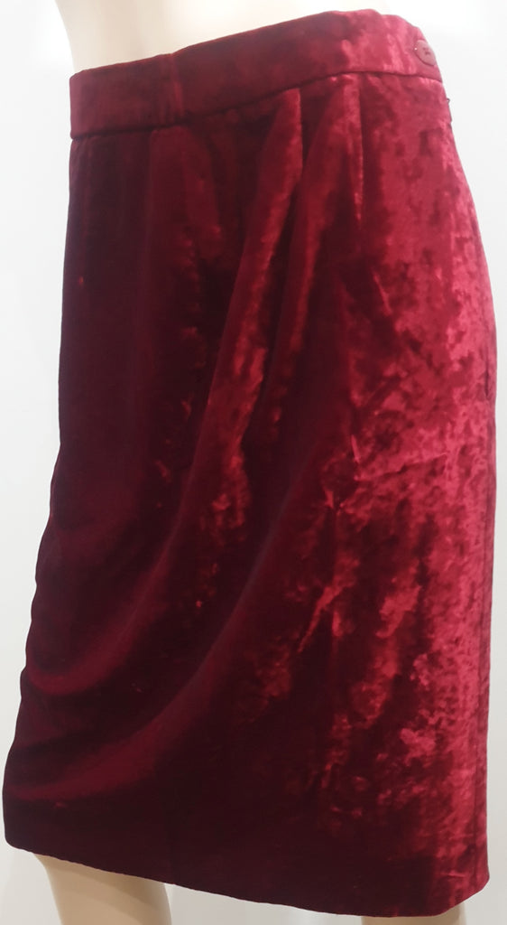TOMASZ STARZEWKSI Burgundy Red Brushed Velvet Evening Pencil Skirt UK14 EU42