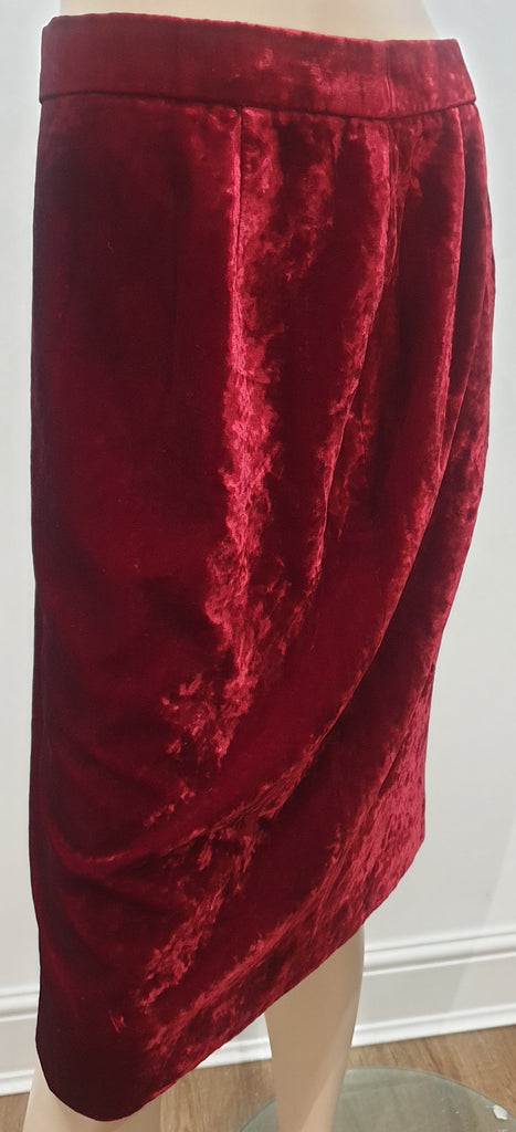 TOMASZ STARZEWKSI Burgundy Red Brushed Velvet Evening Pencil Skirt UK14 EU42