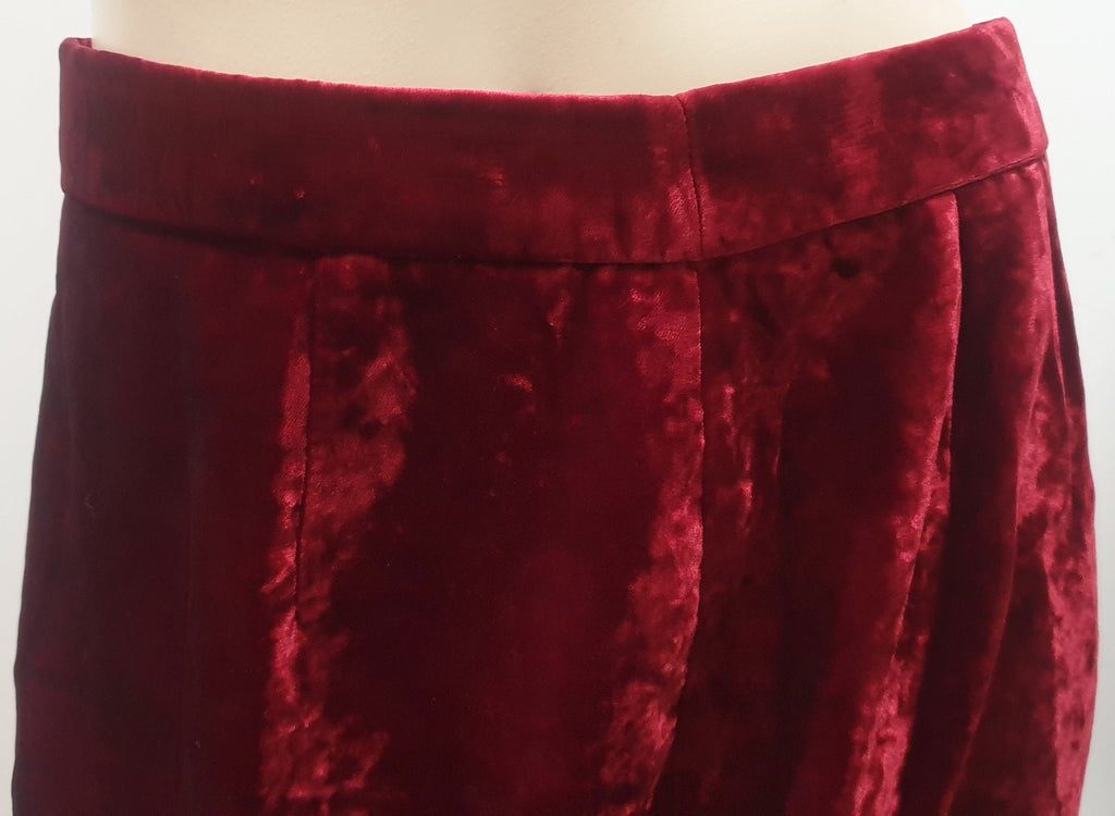 TOMASZ STARZEWKSI Burgundy Red Brushed Velvet Evening Pencil Skirt UK14 EU42