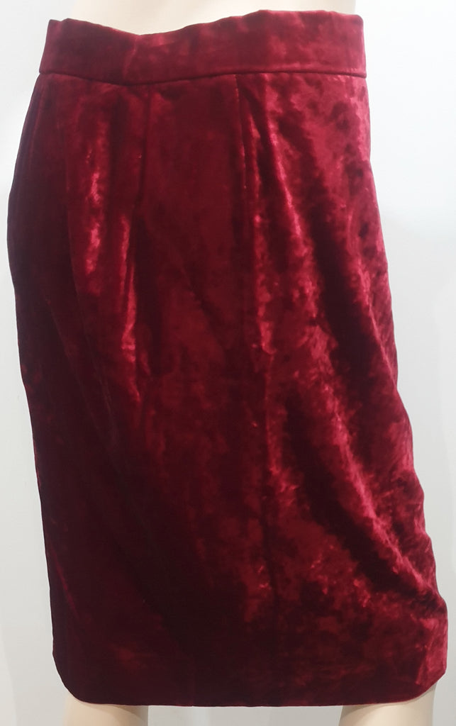 TOMASZ STARZEWKSI Burgundy Red Brushed Velvet Evening Pencil Skirt UK14 EU42