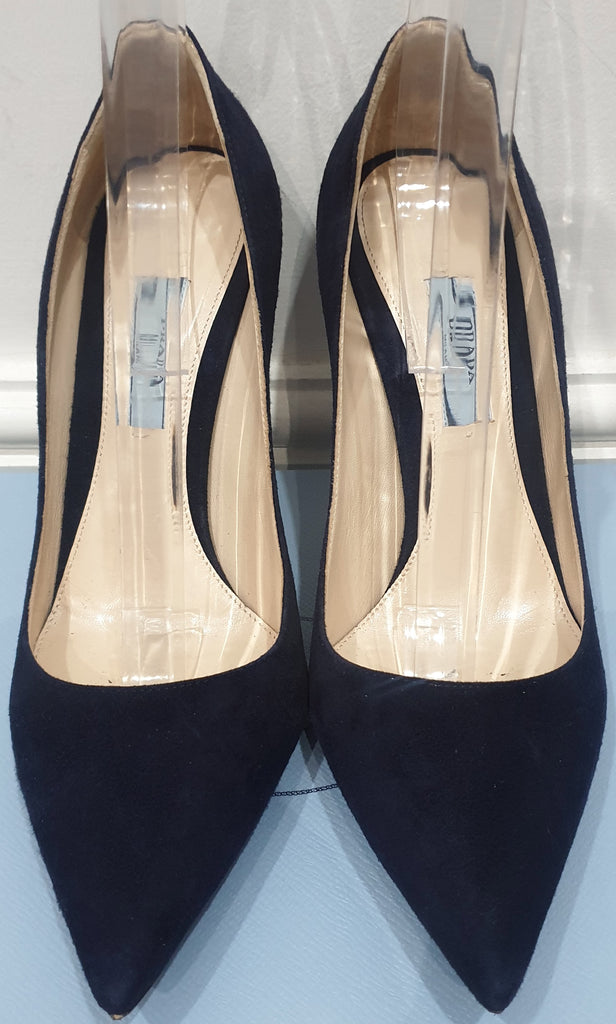 PRADA MILANO Midnight Navy Blue Suede Pointed Toe Stiletto Pumps Court Shoes UK5