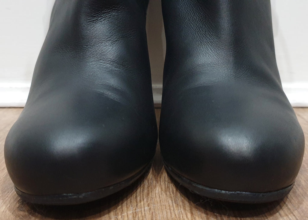 BALENCIAGA Black Leather Buckle Strap Detail High Stiletto Heel Ankle Boots 39 6