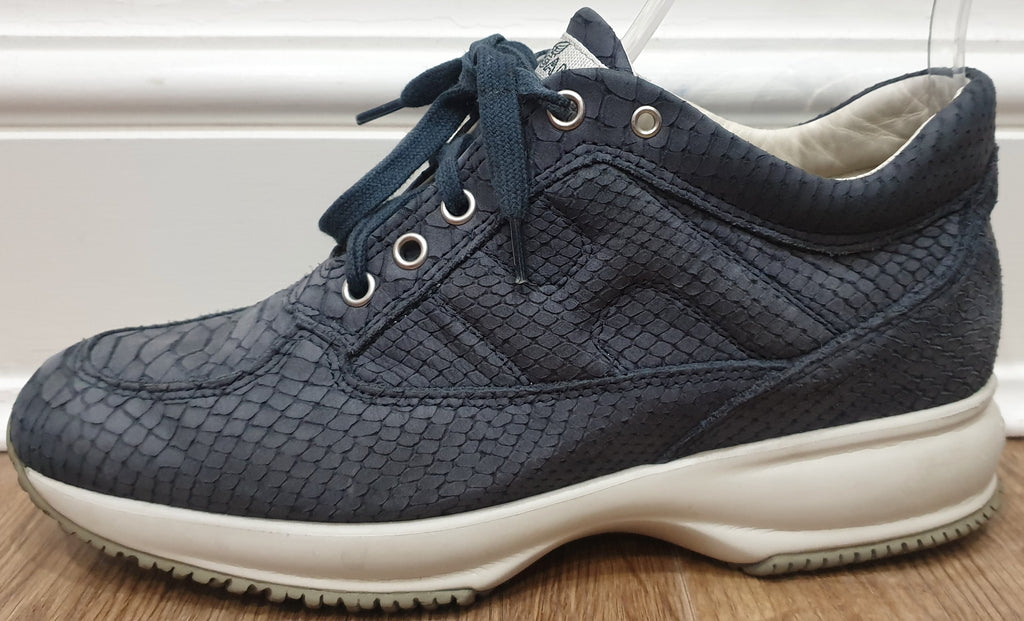 HOGAN INTERACTIVE Grey Suede Leather Animal Print Sneakers Trainers 38.5 UK5.5