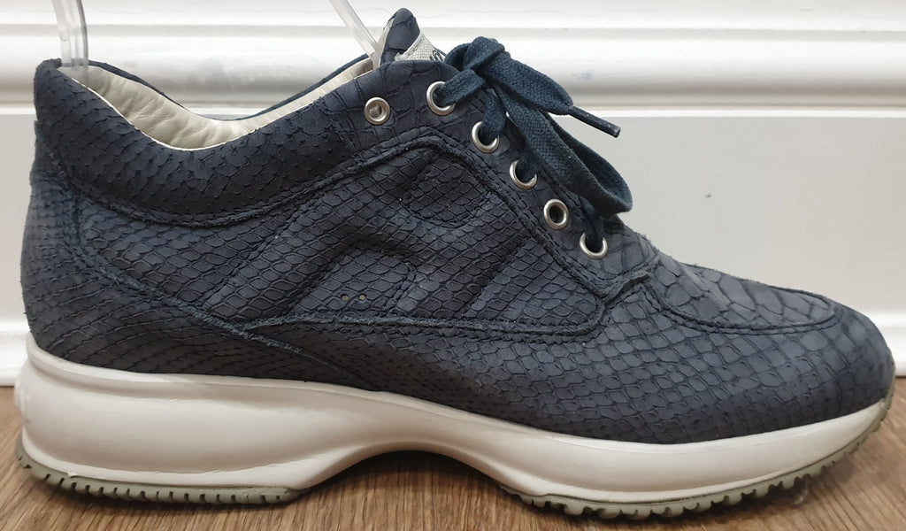 HOGAN INTERACTIVE Grey Suede Leather Animal Print Sneakers Trainers 38.5 UK5.5