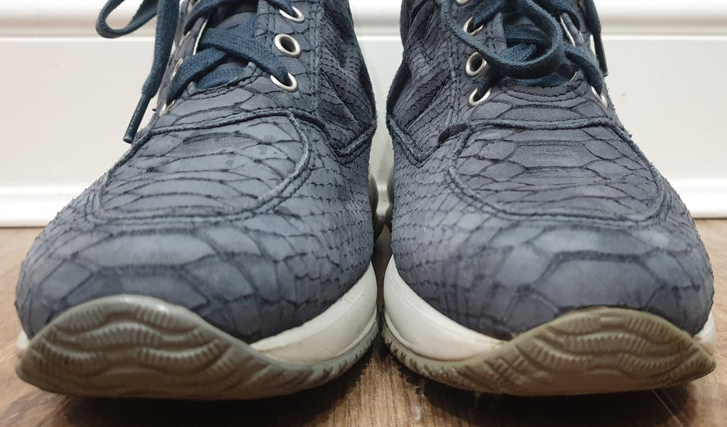 HOGAN INTERACTIVE Grey Suede Leather Animal Print Sneakers Trainers 38.5 UK5.5