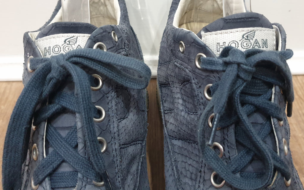 HOGAN INTERACTIVE Grey Suede Leather Animal Print Sneakers Trainers 38.5 UK5.5