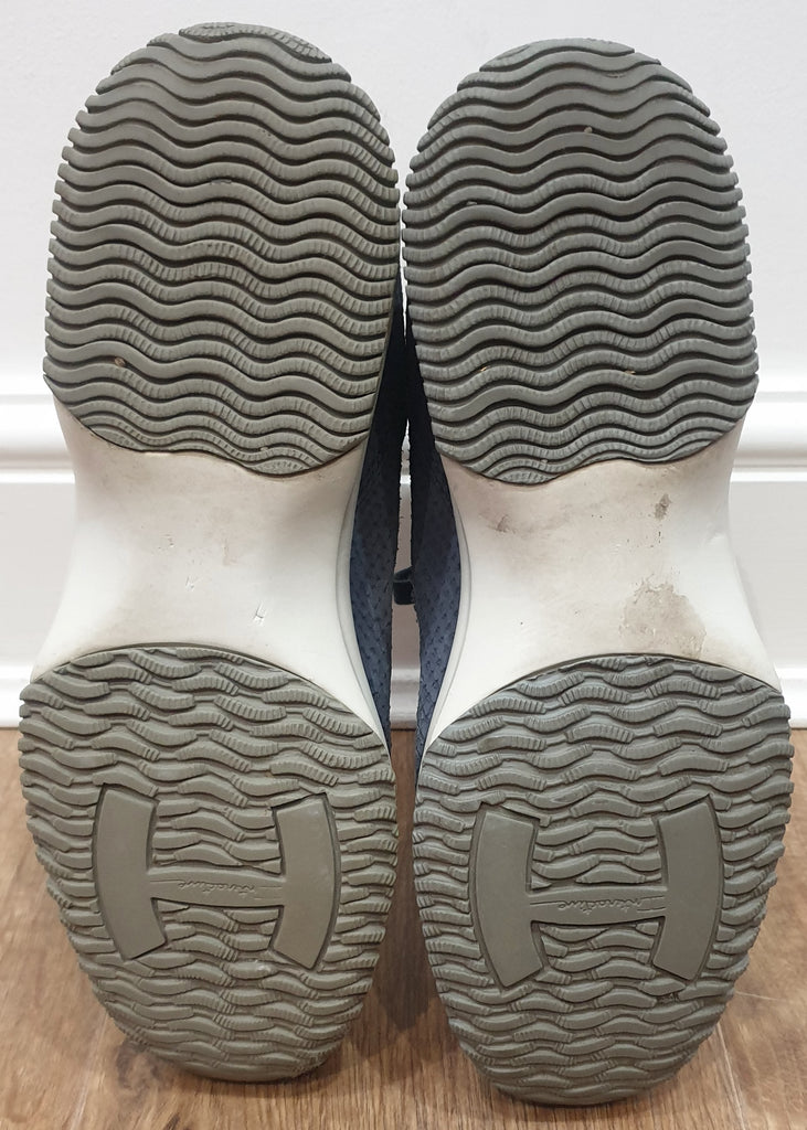 HOGAN INTERACTIVE Grey Suede Leather Animal Print Sneakers Trainers 38.5 UK5.5