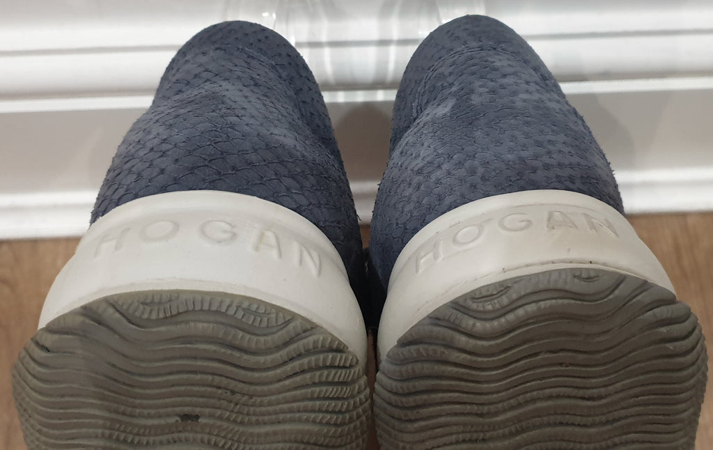 HOGAN INTERACTIVE Grey Suede Leather Animal Print Sneakers Trainers 38.5 UK5.5