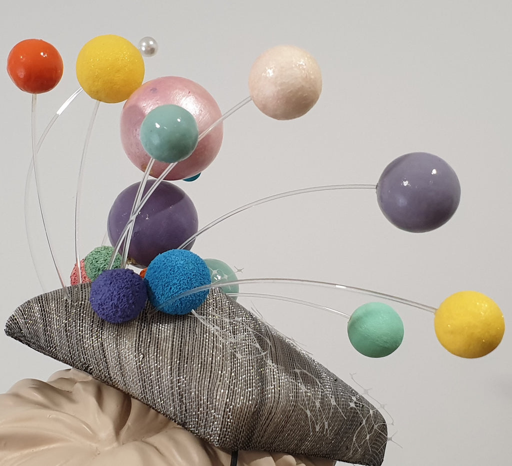 HARVY SANTOS LONDON Women's Multicolour Pom Pom Occasion Wear Fascinator Hat