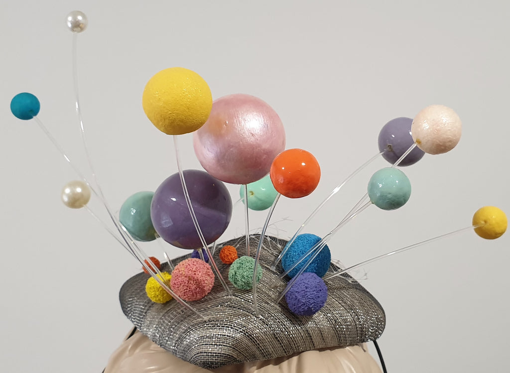 HARVY SANTOS LONDON Women's Multicolour Pom Pom Occasion Wear Fascinator Hat