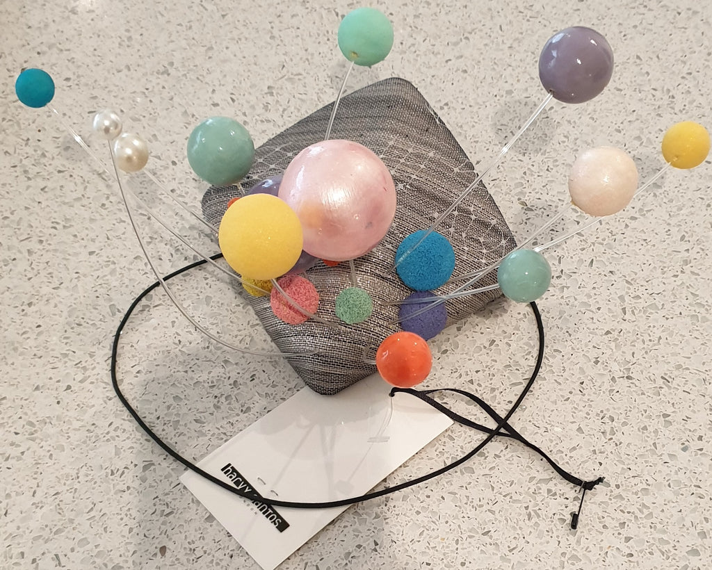 HARVY SANTOS LONDON Women's Multicolour Pom Pom Occasion Wear Fascinator Hat