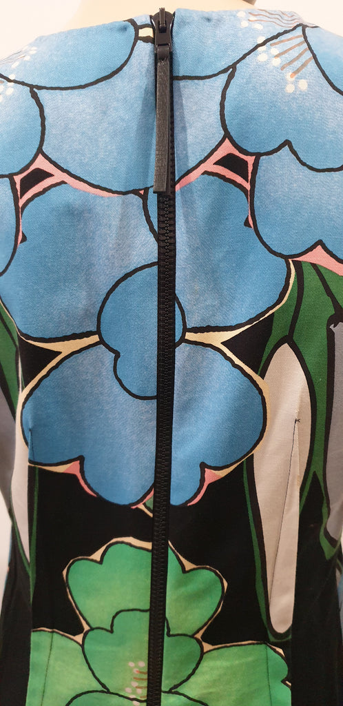 MARNI Black Multi Colour Cotton Linen Bold Floral Print Sleeveless A Line Dress