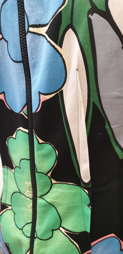 MARNI Black Multi Colour Cotton Linen Bold Floral Print Sleeveless A Line Dress