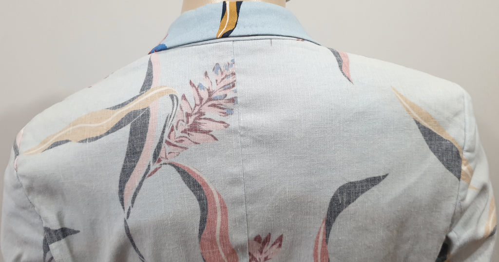 PAUL SMITH Pastel Pale Blue Linen Cotton Blend Bold Floral Print Blazer Jacket