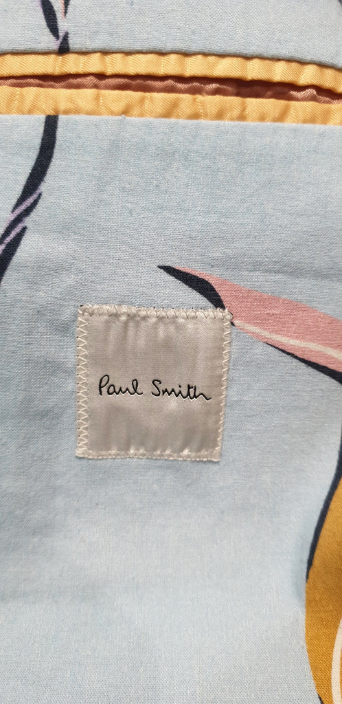 PAUL SMITH Pastel Pale Blue Linen Cotton Blend Bold Floral Print Blazer Jacket