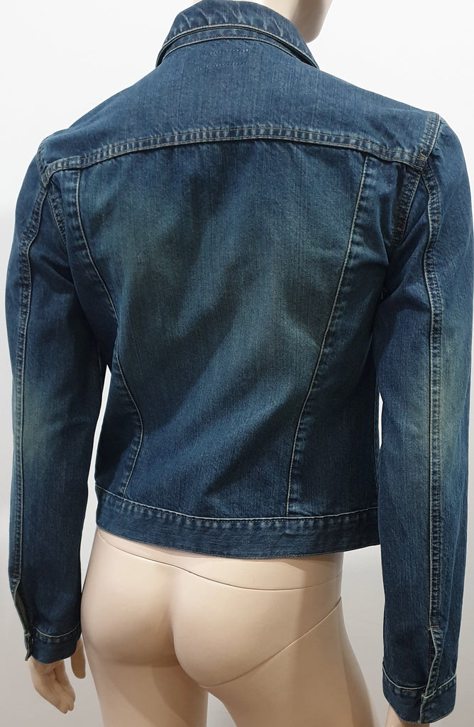 FARHI NICOLE FARHI Blue Cotton Collared Concealed Popper Casual Denim Jacket 12