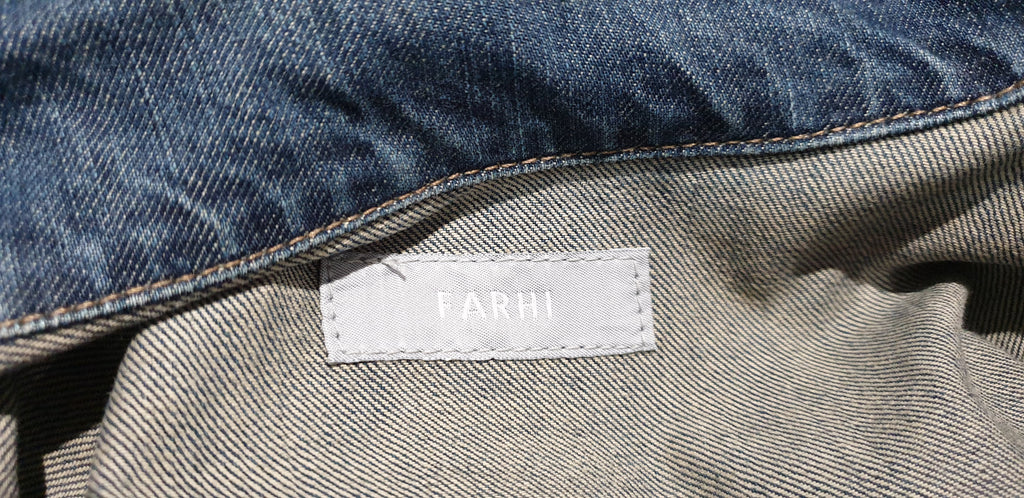 FARHI NICOLE FARHI Blue Cotton Collared Concealed Popper Casual Denim Jacket 12