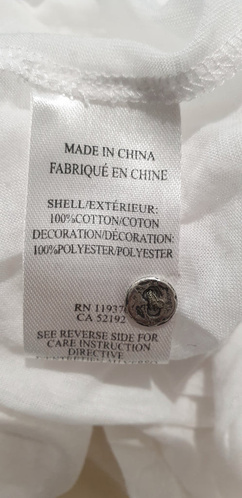 HELMUT LANG White Cotton Semi Sheer Panelled Plunge V Neckline Blouse Shirt M