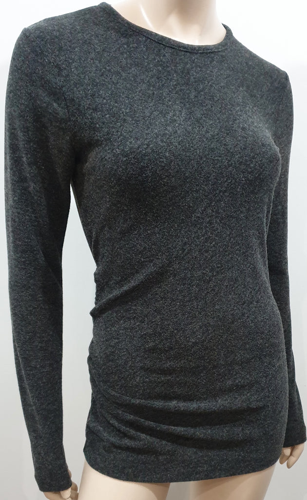 T ALEXANDER WANG Grey Draped Ruched Rear Long Sleeve Jerseywear Sweater Top M