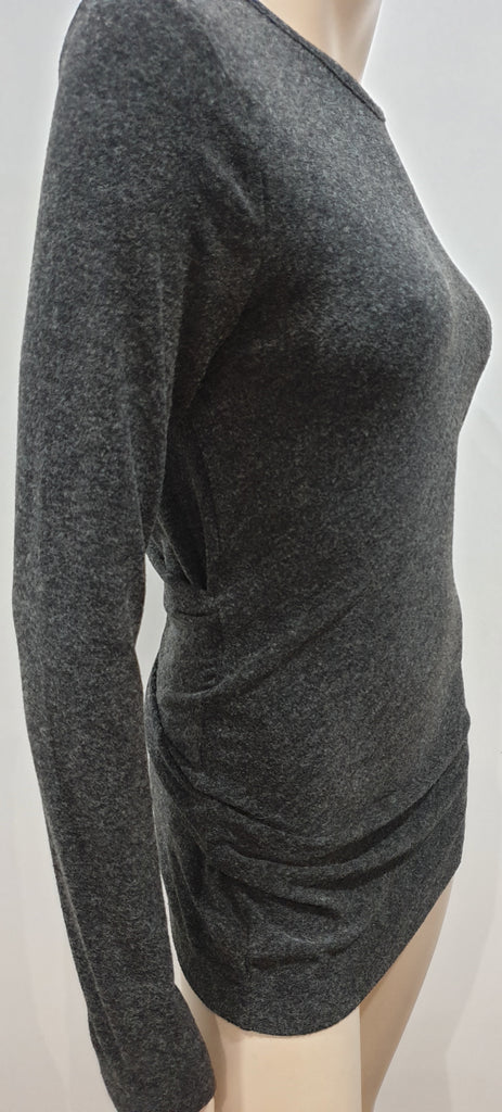 T ALEXANDER WANG Grey Draped Ruched Rear Long Sleeve Jerseywear Sweater Top M
