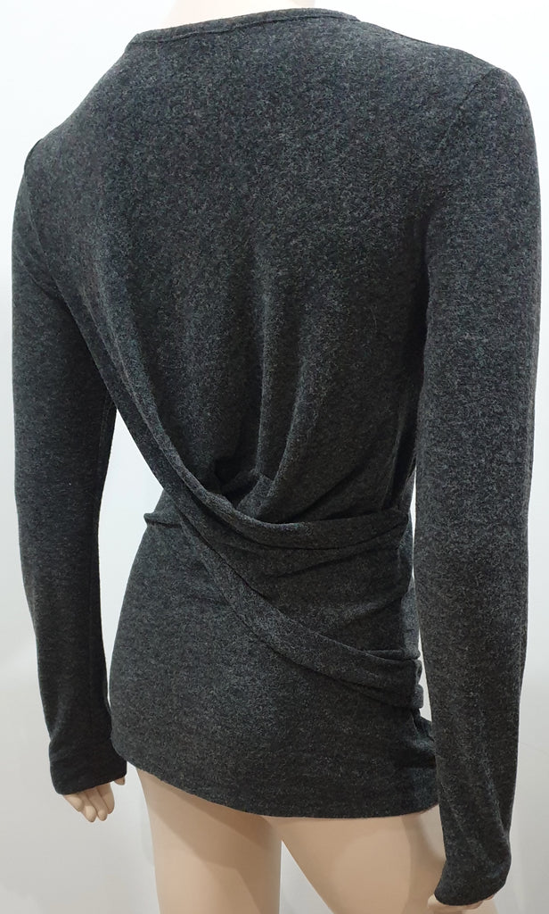 T ALEXANDER WANG Grey Draped Ruched Rear Long Sleeve Jerseywear Sweater Top M