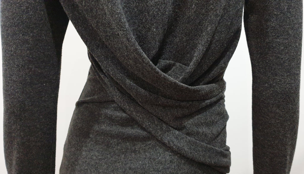 T ALEXANDER WANG Grey Draped Ruched Rear Long Sleeve Jerseywear Sweater Top M