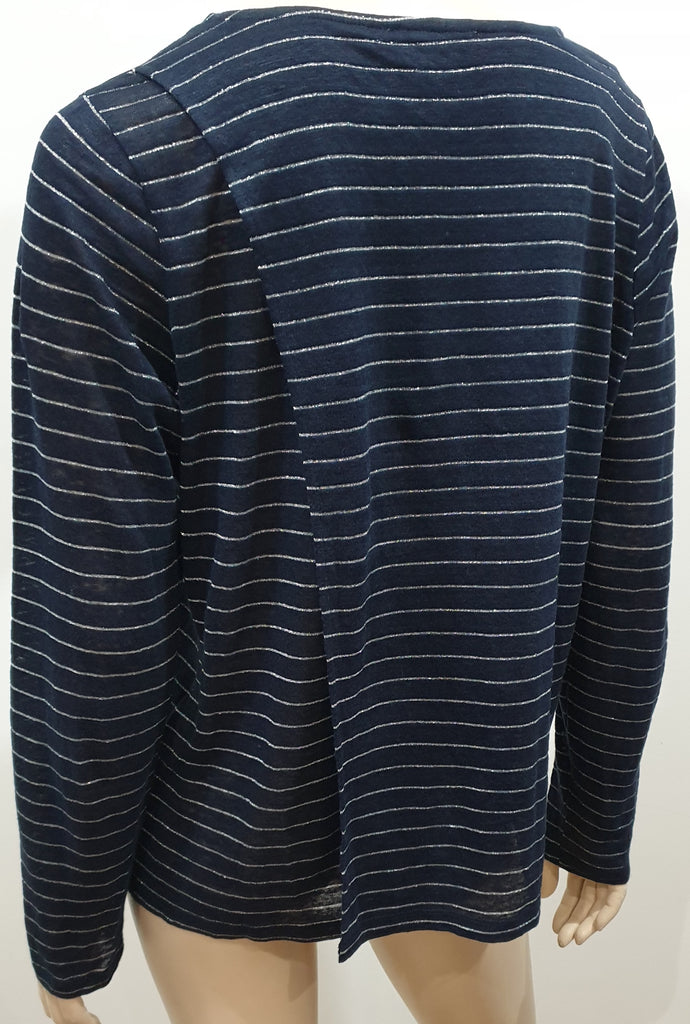 WHITE LABEL THE WHITE COMPANY Navy Blue & Silver Metallic Jumper Sweater Top M