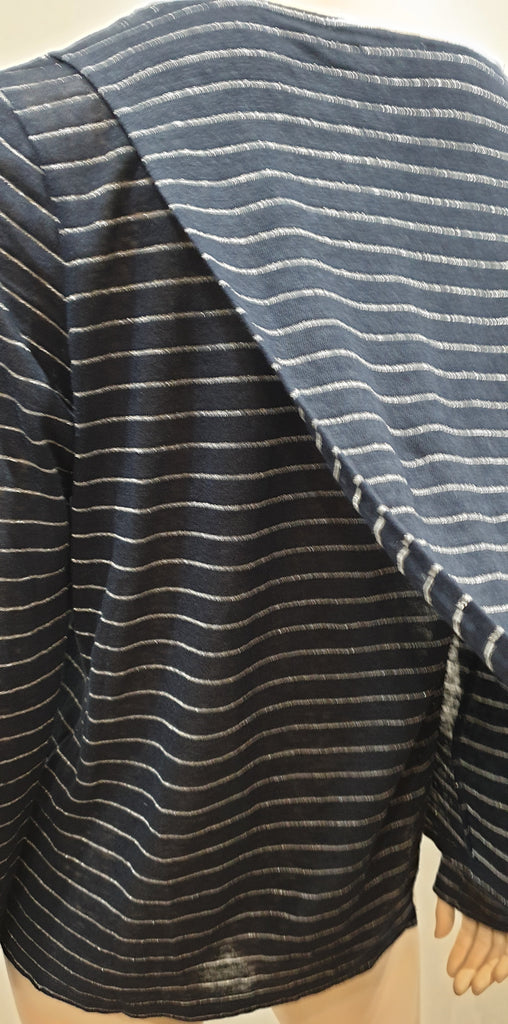 WHITE LABEL THE WHITE COMPANY Navy Blue & Silver Metallic Jumper Sweater Top M