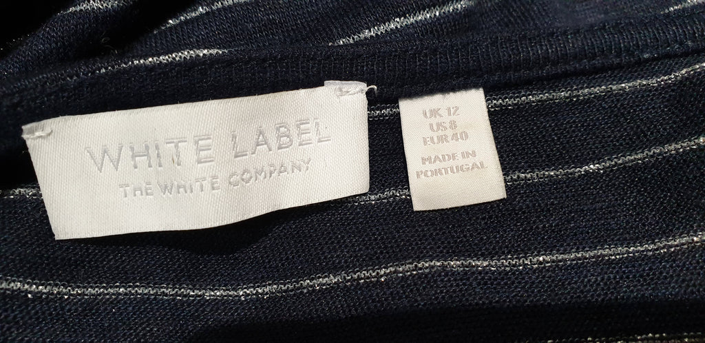 WHITE LABEL THE WHITE COMPANY Navy Blue & Silver Metallic Jumper Sweater Top M