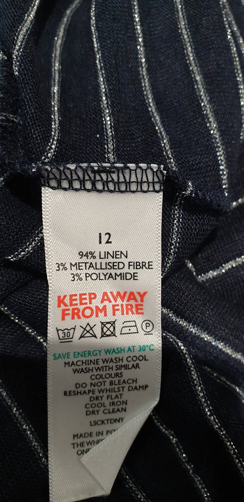 WHITE LABEL THE WHITE COMPANY Navy Blue & Silver Metallic Jumper Sweater Top M