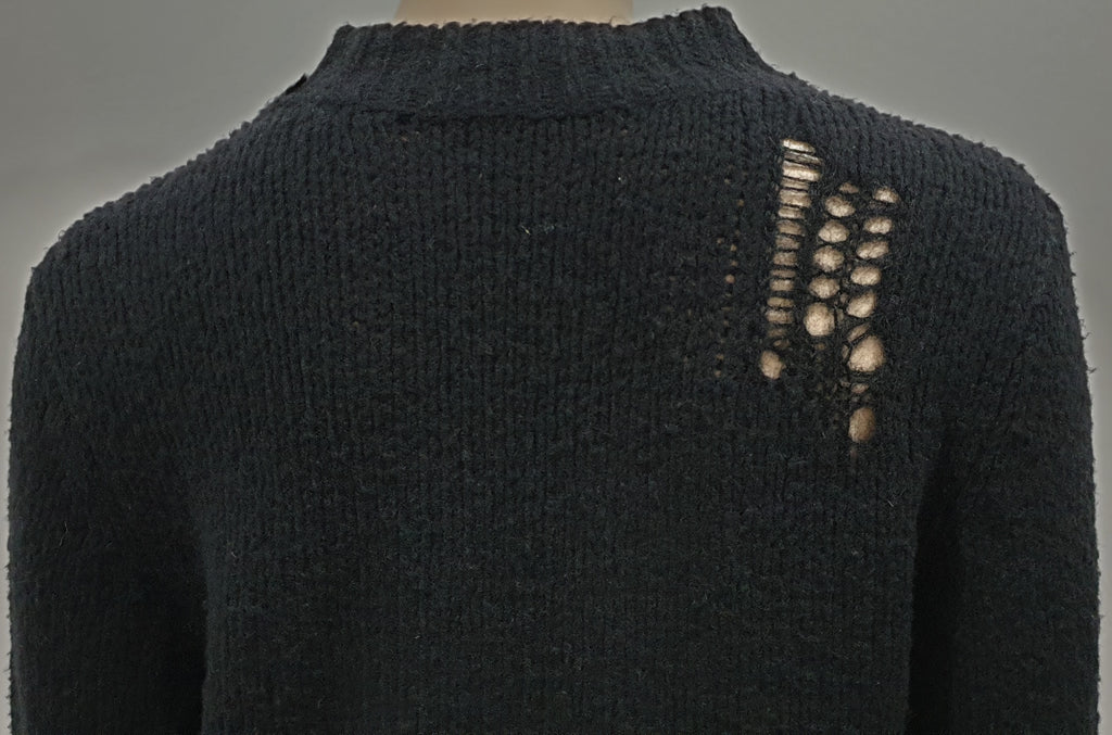 3.1 PHILLIP LIM Black Wool Blend Loose Open Knit Detailing Jumper Sweater Top M