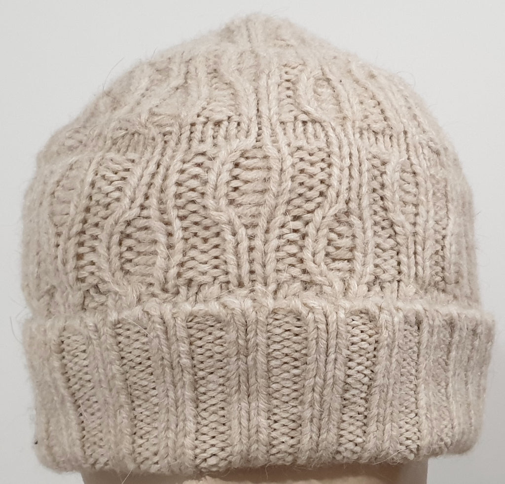 MM6 MAISON MARTIN MARGIELA Cream Beige Alpaca Wool Rib Knitwear Beanie Hat S