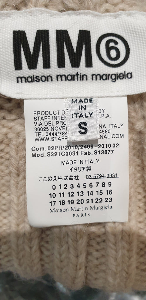 MM6 MAISON MARTIN MARGIELA Cream Beige Alpaca Wool Rib Knitwear Beanie Hat S