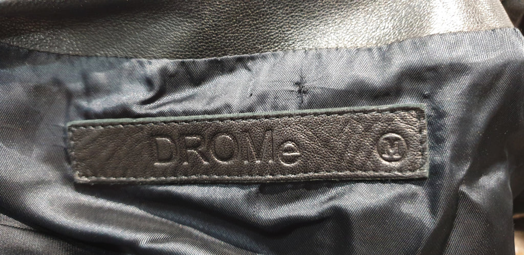 DROMe Pink & Black Wool Round Neck Leather Trim Casual Winter Jacket Coat M