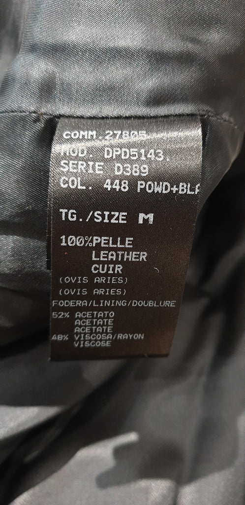 DROMe Pink & Black Wool Round Neck Leather Trim Casual Winter Jacket Coat M