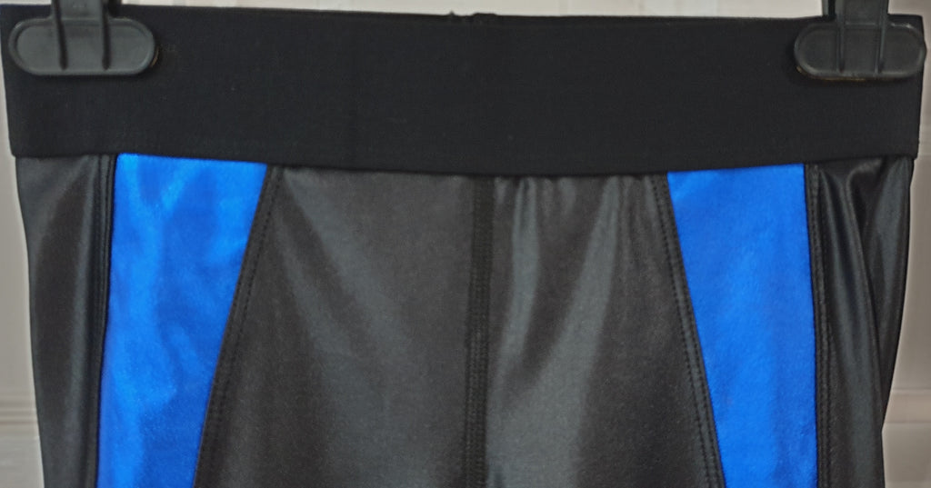 HEROINE Black & Blue Sheen Gloss Branded Activewear Biker Cycle Shorts S BNWT