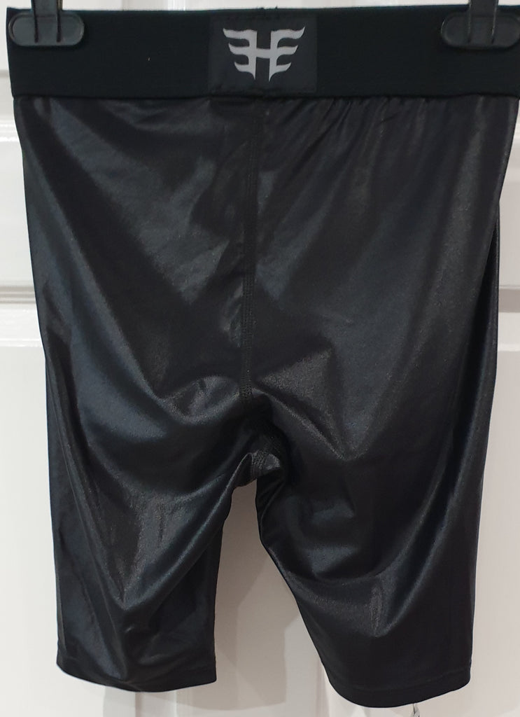 HEROINE Black & Blue Sheen Gloss Branded Activewear Biker Cycle Shorts S BNWT