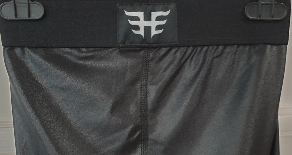 HEROINE Black & Blue Sheen Gloss Branded Activewear Biker Cycle Shorts S BNWT