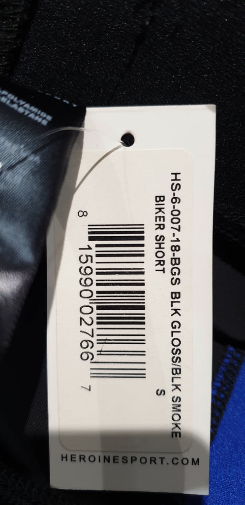 HEROINE Black & Blue Sheen Gloss Branded Activewear Biker Cycle Shorts S BNWT
