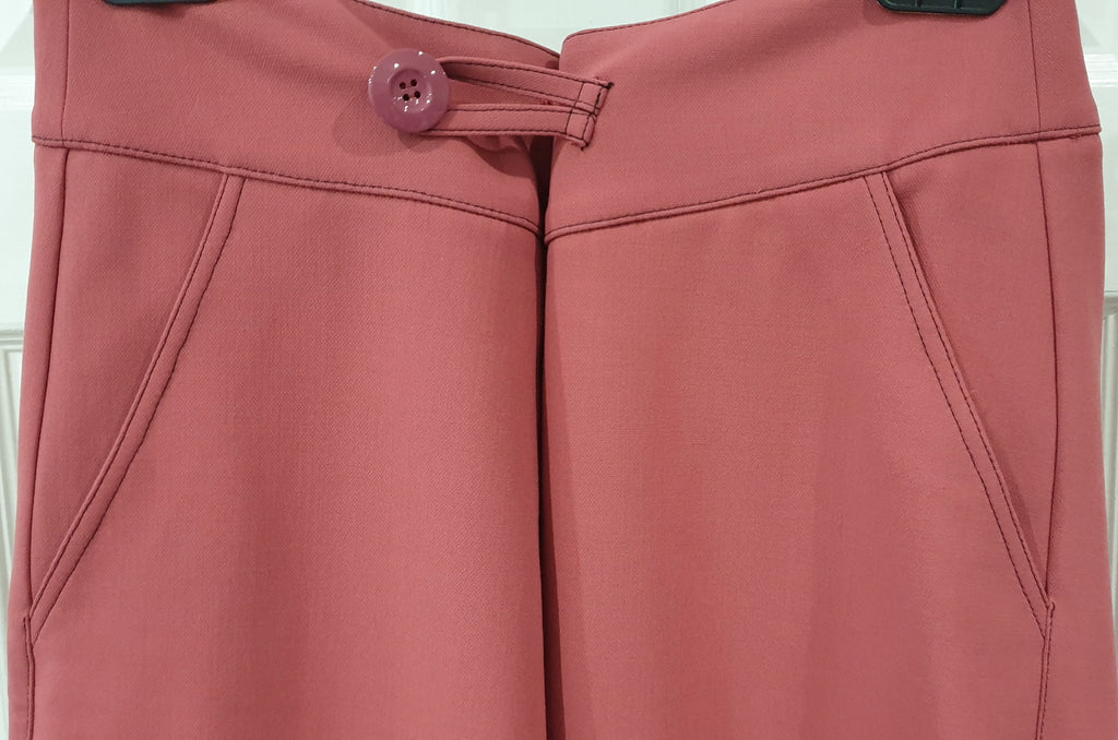 MARNI Pink Wool Blend Mock Button Fastened Wide Leg Crop Trousers Pants 40 UK8