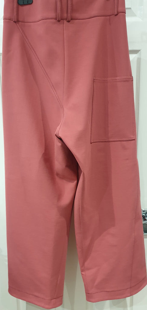 MARNI Pink Wool Blend Mock Button Fastened Wide Leg Crop Trousers Pants 40 UK8