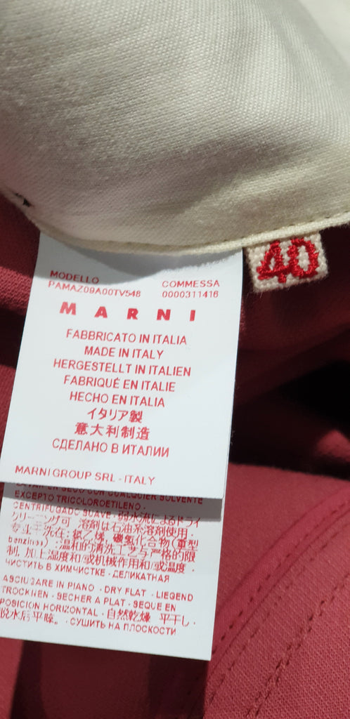 MARNI Pink Wool Blend Mock Button Fastened Wide Leg Crop Trousers Pants 40 UK8